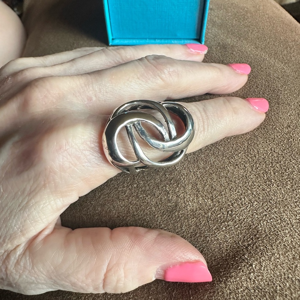 Modern Renata Rubio Sterling Silver Geometric Ring with Interlocking Bands